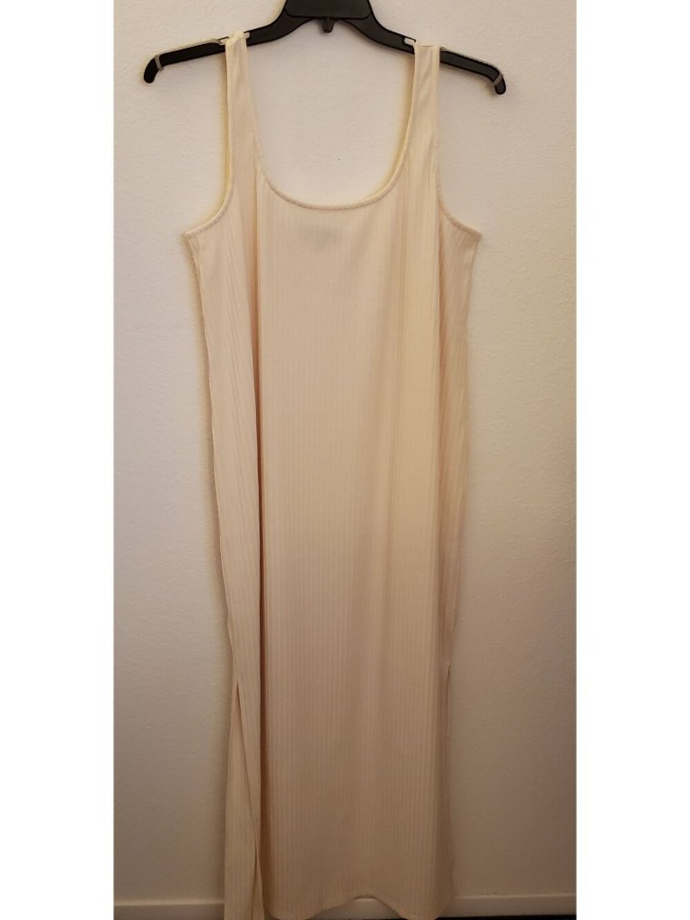 Eloquii Cream Ribbed Knit Sleeveless Lightweight Tank Maxi Dress Size 18 GUC